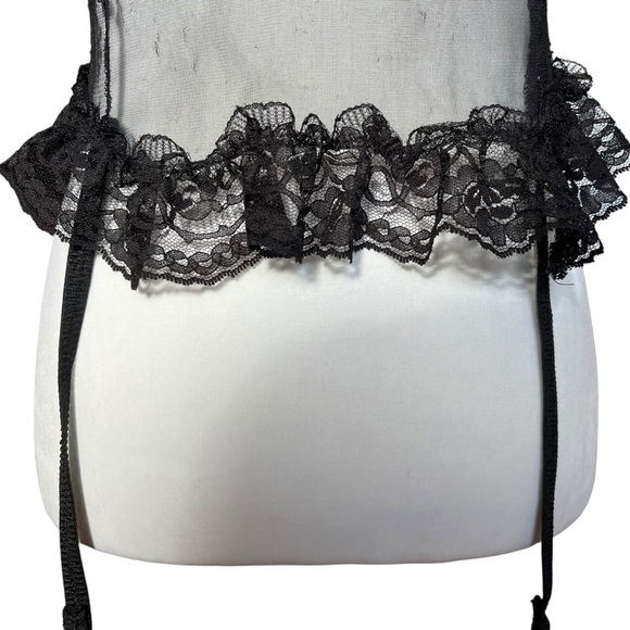 Vintage Nani Flower Lingerie Sz Small Red Black Satin Floral Lace Teddy Bustier - Picture 7 of 12